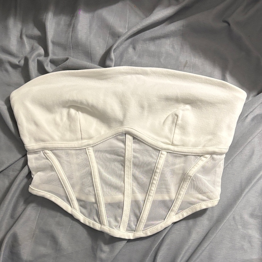 Forever 21 White Strapless Corset Top